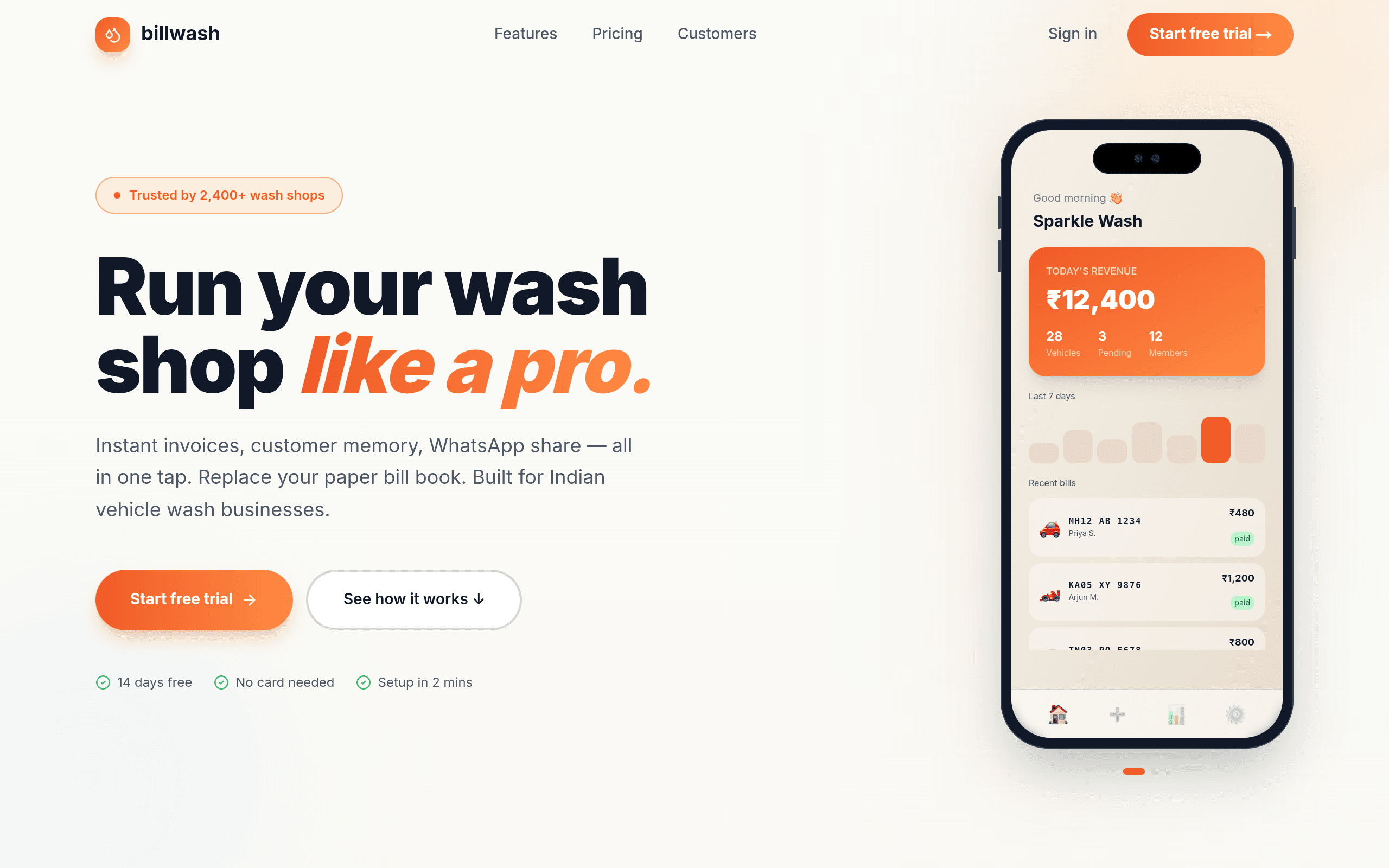 BillWash — live website screenshot