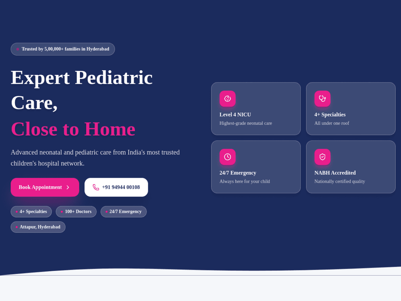 Safe Kids Hospitals — live website screenshot