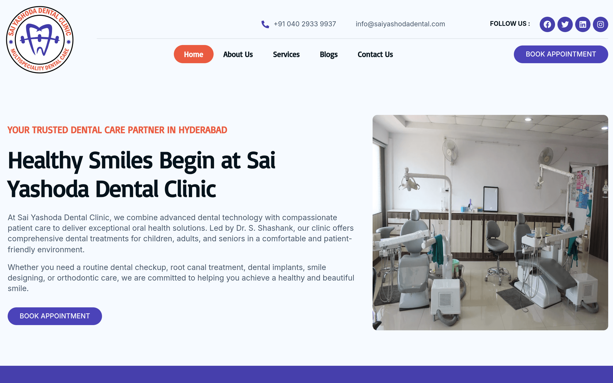 Sai Yashoda Dental — live website screenshot